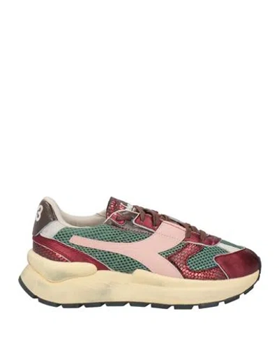 Diadora Heritage Woman Sneakers Emerald Green Size 9.5 Leather, Textile Fibers In Multi