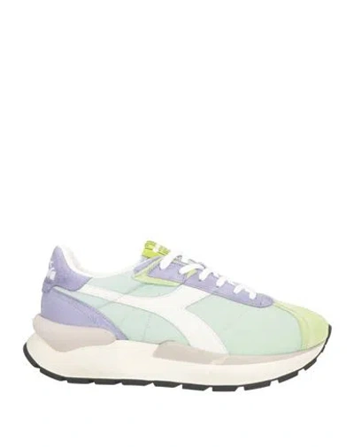 Diadora Heritage Woman Sneakers Lime Green Size 7.5 Leather, Textile Fibers