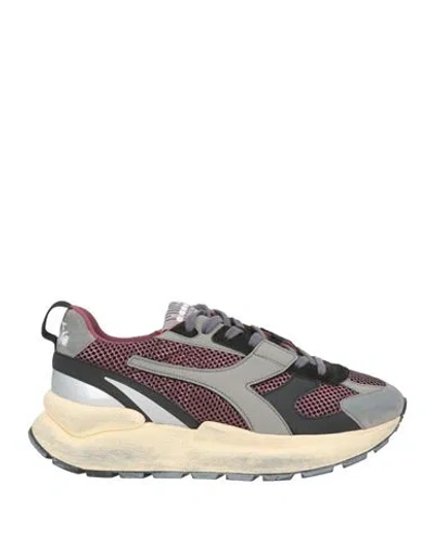 Diadora Heritage Woman Sneakers Plum Size 7.5 Textile Fibers, Leather In Purple