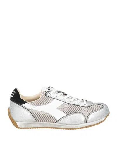 Diadora Heritage Woman Sneakers Silver Size 6 Leather, Textile Fibers