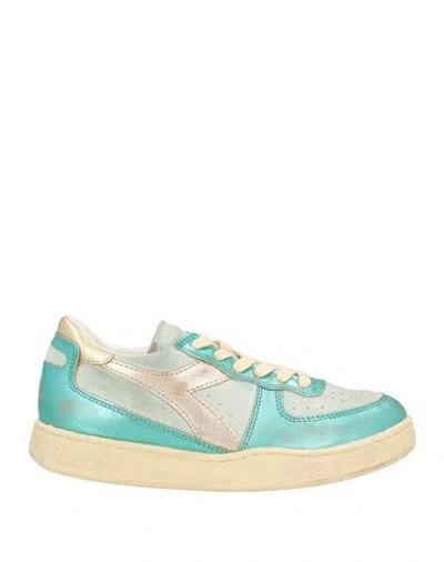 Diadora Heritage Woman Sneakers Turquoise Size 8.5 Leather In Blue