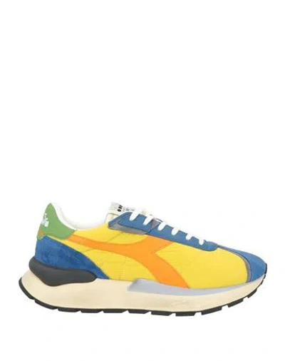 Diadora Heritage Woman Sneakers Yellow Size 7.5 Leather, Textile Fibers