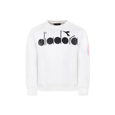 Diadora Kids' Ivory Sweatshirt For Girl With Logo