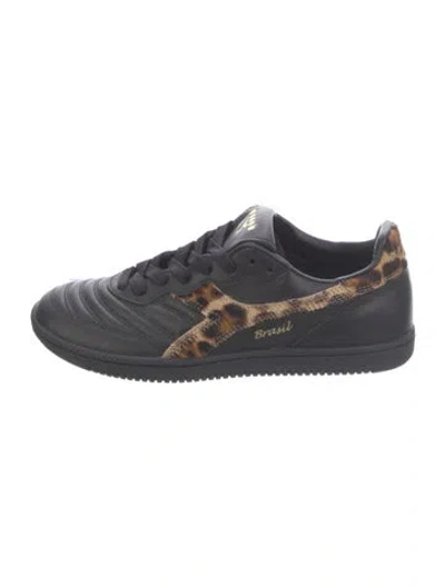 Pre-owned Diadora Leather Animal Print Athletic Sneakers In Blue