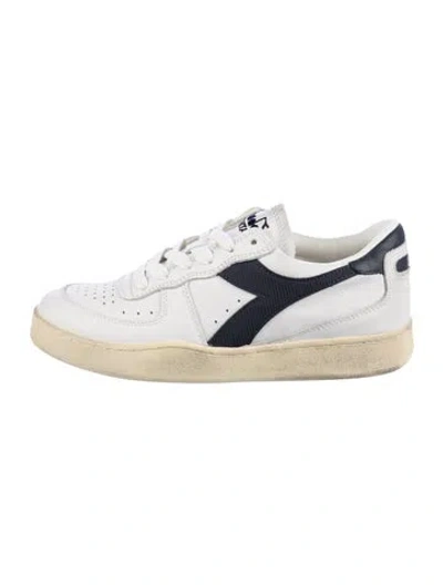 Pre-owned Diadora Leather Colorblock Pattern Sneakers In White