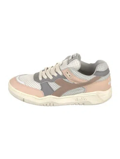 Pre-owned Diadora Leather Colorblock Pattern Sneakers In White