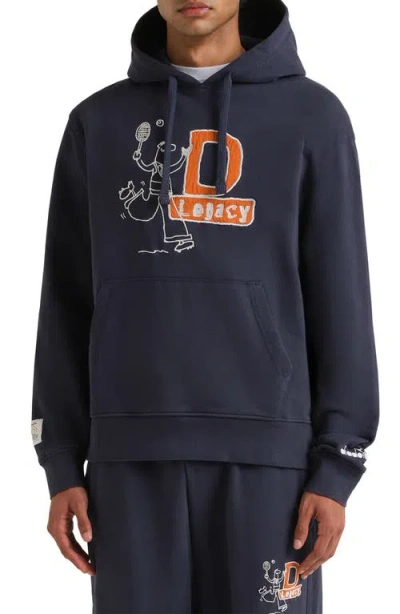 Diadora Legacy Embroidered Fleece Hoodie In Blue
