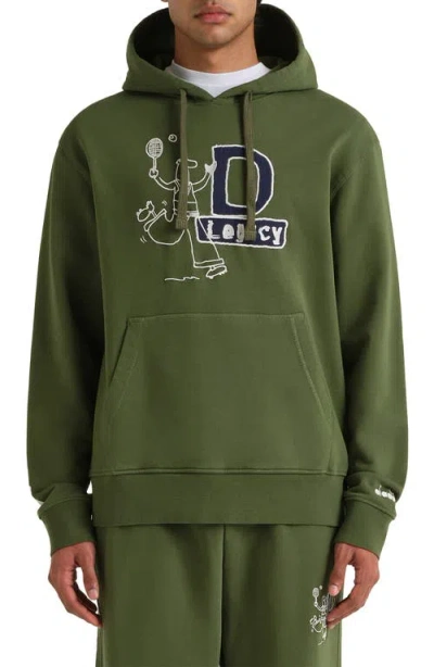 Diadora Legacy Embroidered Fleece Hoodie In Green
