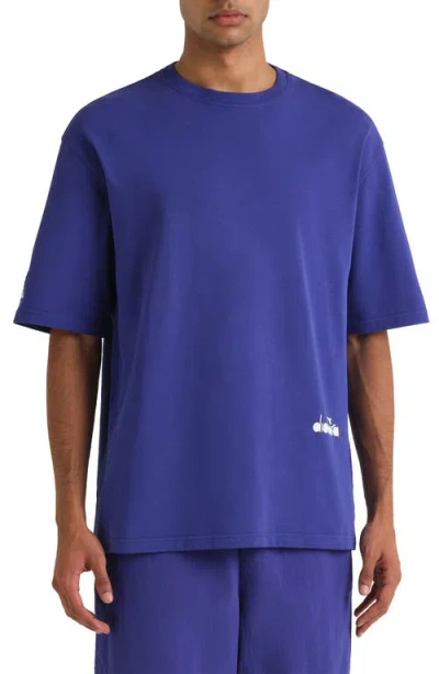 Diadora Legacy Ii Embroidered Cotton Graphic T-shirt In Blue
