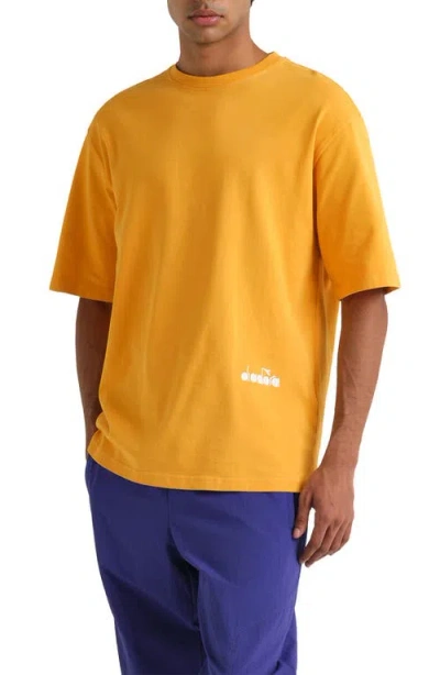 Diadora Legacy Ii Embroidered Cotton Graphic T-shirt In Yellow