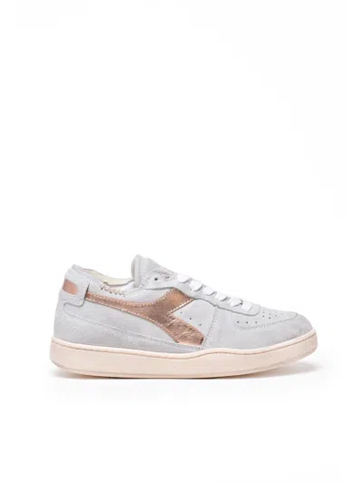 Diadora Light Blue Leather Suede Basket Sneakers In Gray