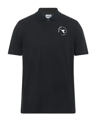Diadora Man Polo Shirt Black Size Xxl Cotton