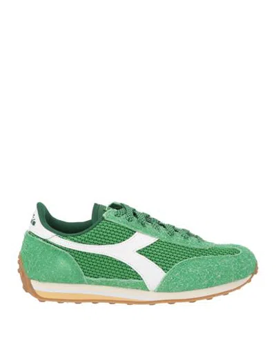 Diadora Man Sneakers Green Size 9 Textile Fibers, Leather In Multi