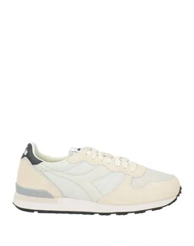 Diadora Man Sneakers Ivory Size 7.5 Leather, Textile Fibers In White
