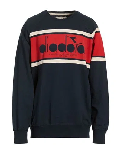 Diadora Man Sweatshirt Midnight Blue Size Xxl Cotton In Multi
