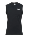 Diadora Man T-shirt Black Size M Cotton In Black