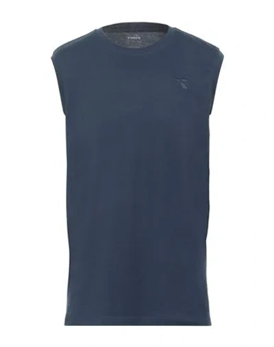 Diadora Man T-shirt Midnight Blue Size Xl Cotton, Viscose