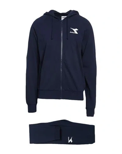 Diadora Man Tracksuit Navy Size Xs Cotton In Brown