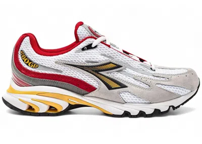 Pre-owned Diadora Men's  Mythos Propulsion Mascotte Sneakers In Super White/carmine Red