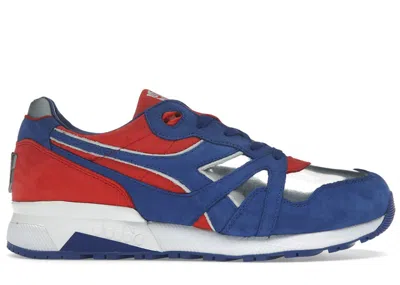 Pre-owned Diadora Men's  N9000 Bait Transformers Optimus Prime Sneakers In Royal/red/silver