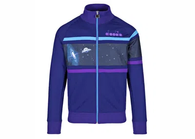 Pre-owned Diadora Men's  X Rick And Morty Intergalactic Track Jacket/mint In Blue/mint Blue
