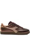 Diadora Metallic Leather Sneakers In Brown