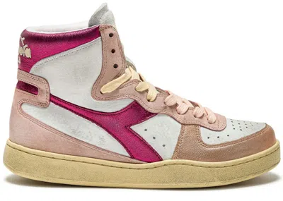 Pre-owned Diadora Mi Basket Metal Pigskin Used (women's) Sneakers In Pink Pale Dogwood