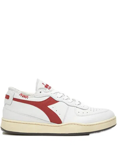 Diadora Mi Basket Row Cut "white Garnet" Sneakers