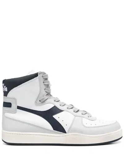 Diadora Mi Basket Used Leather Sneakers In White
