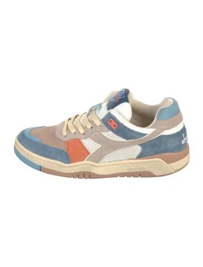 Pre-owned Diadora Nylon Colorblock Pattern Sneakers In Blue