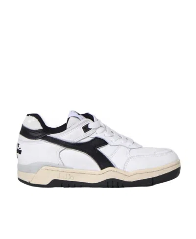 DIADORA PANELLED LOW-TOP LEATHER SNEAKERS
