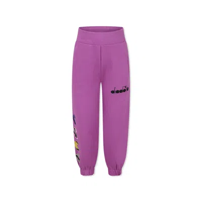 Diadora Kids' Purple Trousers For Girl With Logo In Violet
