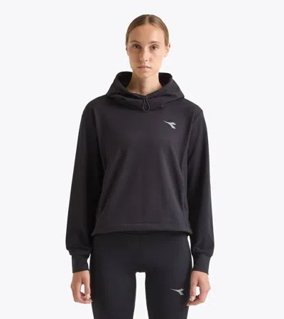 Diadora Run Crew Jersey Pullover Hoodie In Black