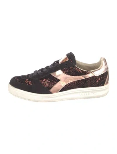 Pre-owned Diadora Sequins Animal Print Sneakers In Black