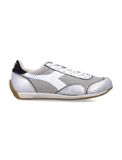 Diadora Silver Lace Up Sneakers In Metallic