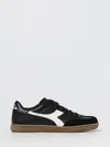 Diadora Black Sneaker In Leather And Suede In Black