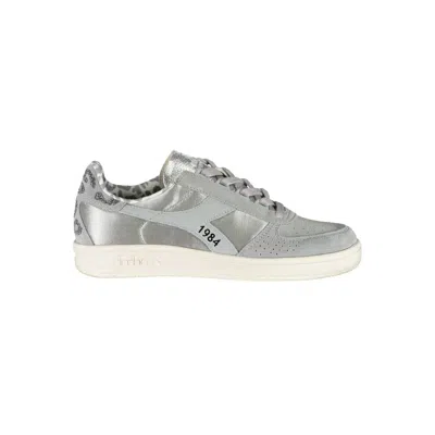 Diadora Sparkling Grey Lace-up Trainers With Swarovski Crystals In Metallic