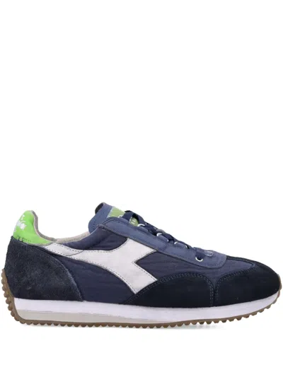 Diadora Suede-panelled Lace-up Sneakers In Blue