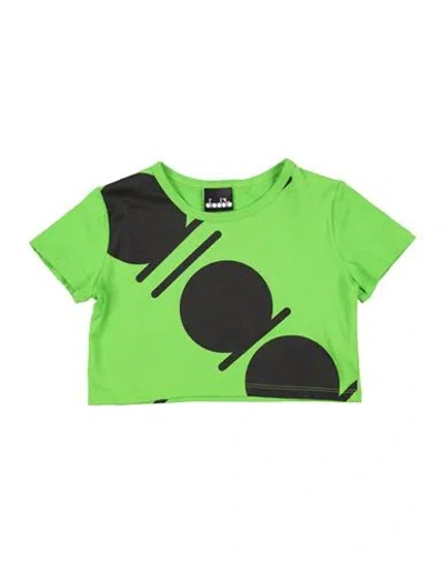 Diadora Babies'  Toddler Girl T-shirt Acid Green Size 4 Cotton, Polyester