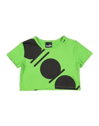 Diadora Babies'  Toddler Girl T-shirt Lime Green Size 6 Cotton, Polyester