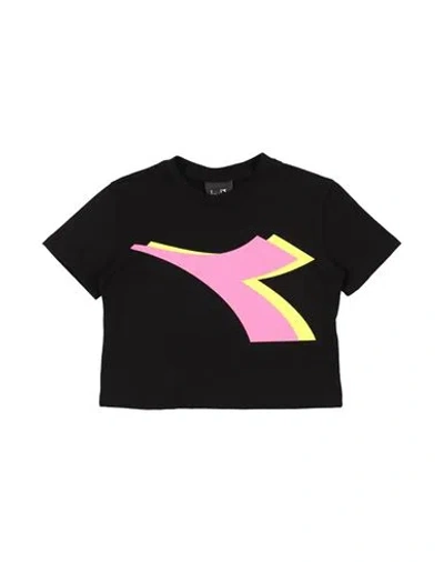 Diadora Babies'  Toddler Girl T-shirt Black Size 6 Cotton