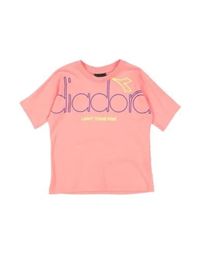 Diadora Babies'  Toddler Girl T-shirt Salmon Pink Size 4 Cotton