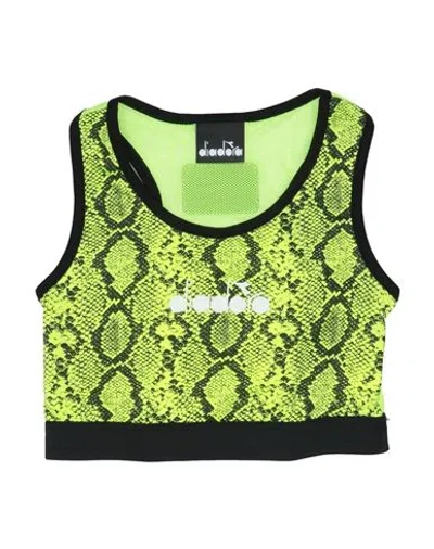 Diadora Babies'  Toddler Girl T-shirt Yellow Size 6 Polyester, Cotton In Green