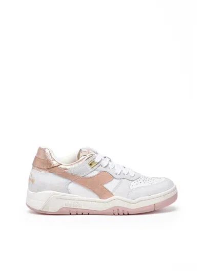 Diadora White Grey Leather B.560 Sneakers In Multi