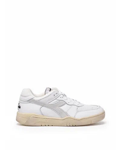Diadora White Grey Leather B.560 Sneakers In Multi