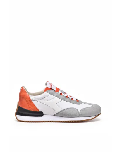 Diadora White Grey Leather Polyester Equipe Sneakers In Multi