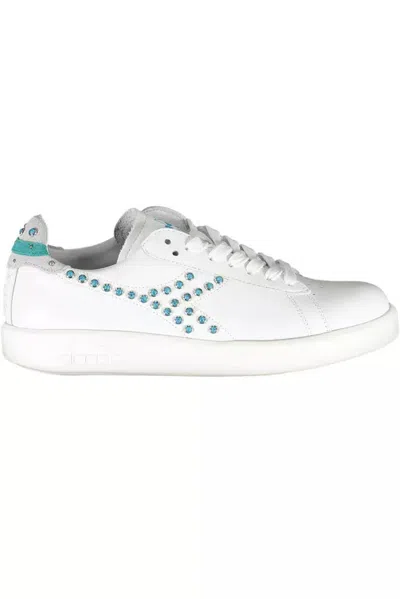 Diadora Stud-embellished Perforated Sneakers In White