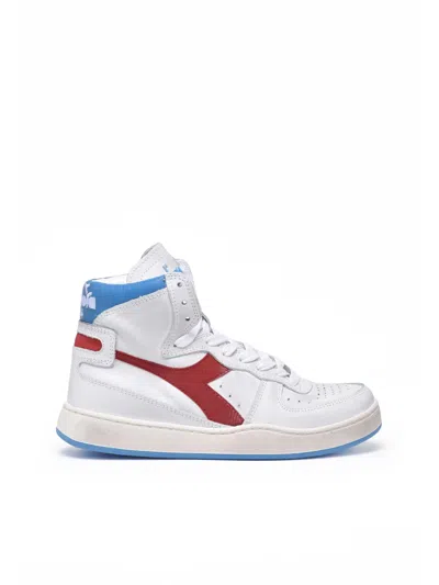Diadora White Red Leather Basket Sneakers