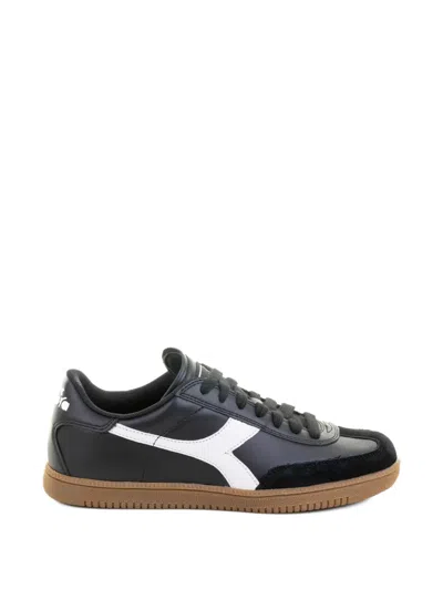 Diadora White-stripe Sneakers In Black