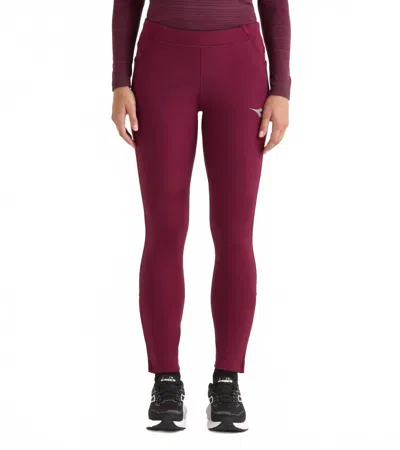 Diadora Winter Protection Run Tights In Maroon Banner In Multi
